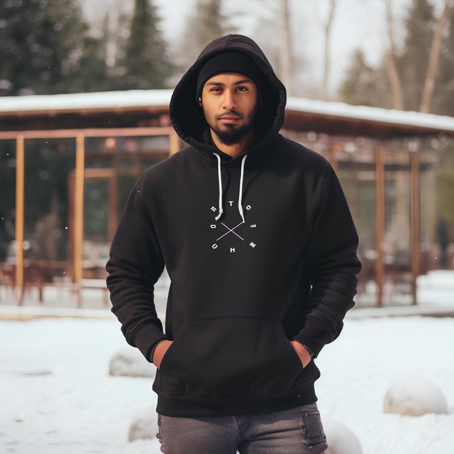 Winter Comfort Pullover Hoodie – Black