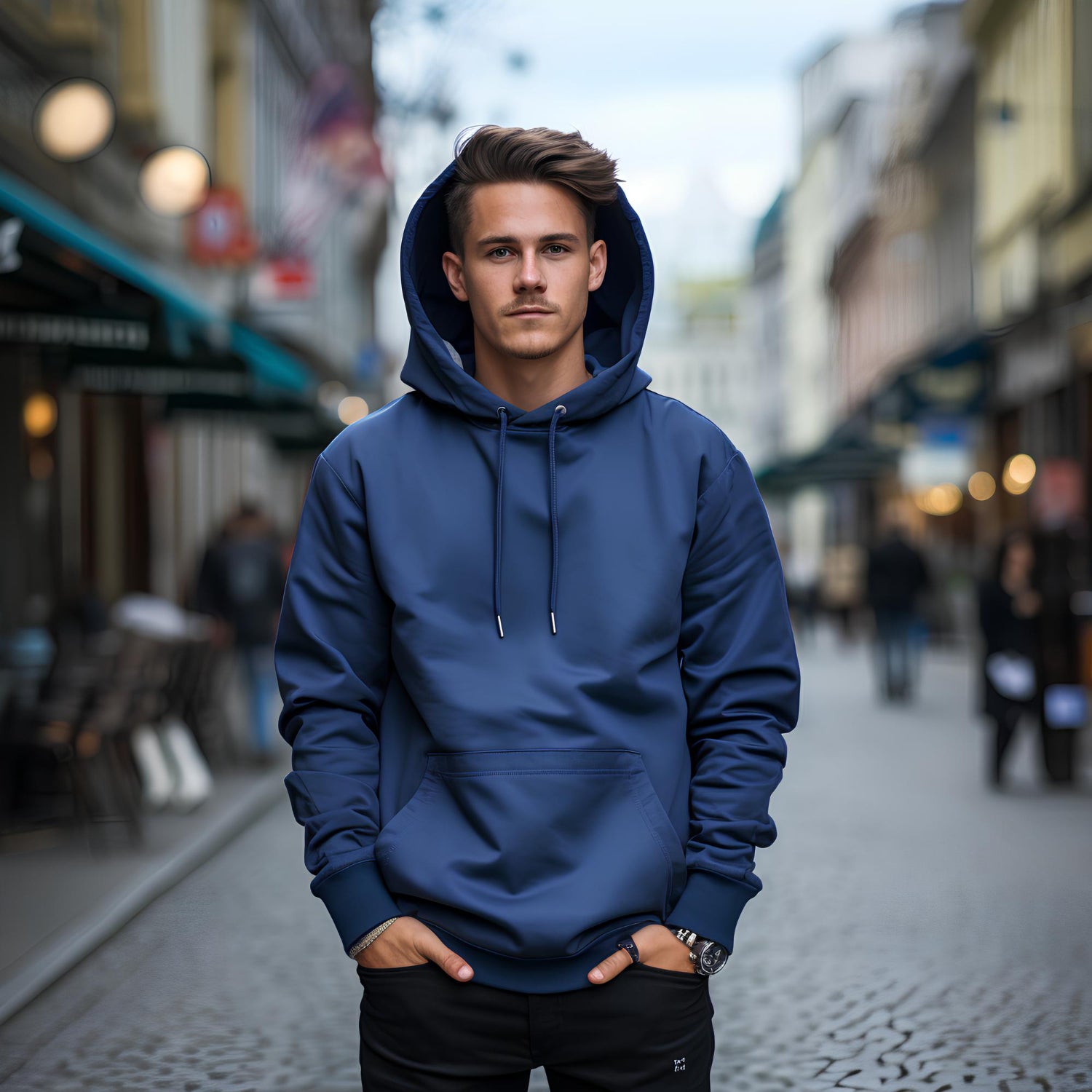 Casual Streetwear Hoodie – Navy Blue