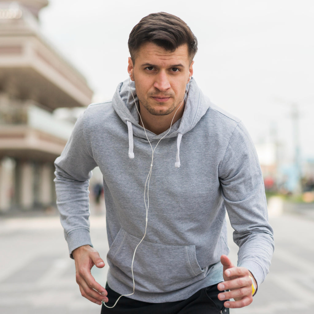 Premium Zip Hoodie – Grey Melange