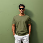 Urban Style Round Neck T-Shirt – Olive Green