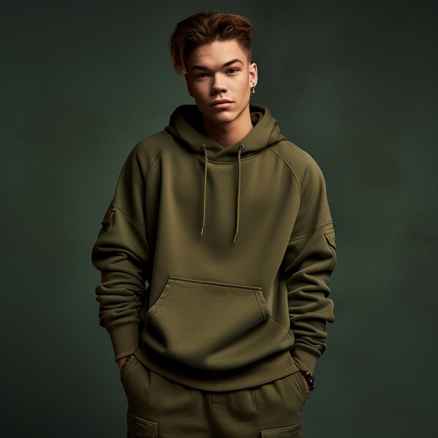 Minimal Logo Hoodie – Olive