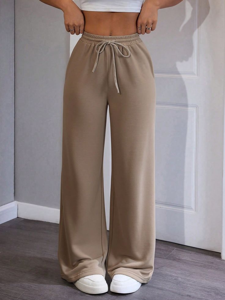 Relax Fit Cotton Track Pants – Beige