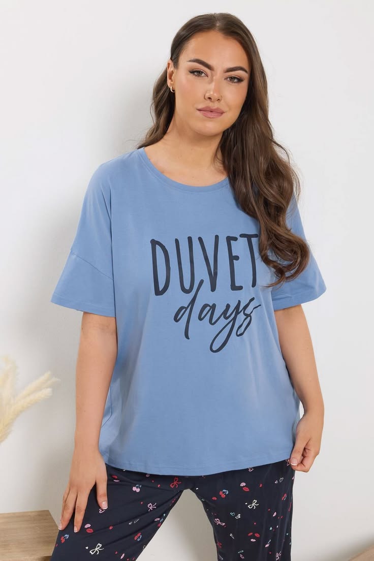 Printed Night Wear Tee – Blue
