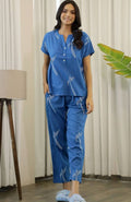 Printed Pajama Pants – Blue